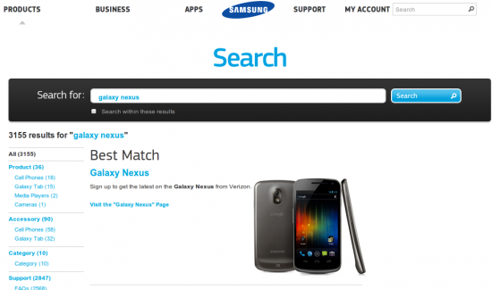 Galaxy Nexus (Screenshot von samsung.com)