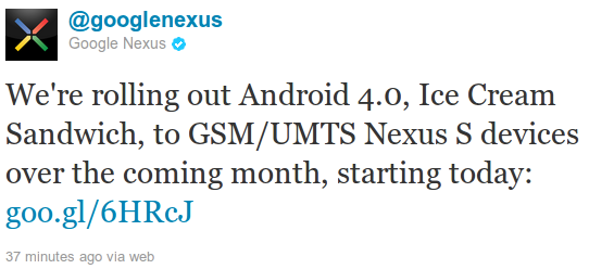 Twitterankündigung von @googlenexus