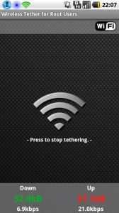 ATether2 android-wifi-tether auf dem Motorola Milestone