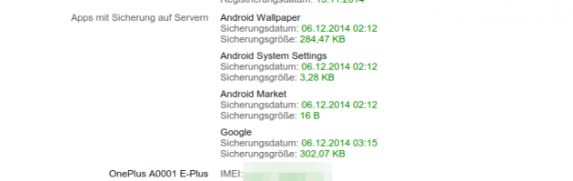 IMEI des Smartphones im Google Dashboard