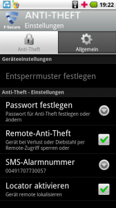 antitheft2 F-Secure Anti-Theft Mobile Einstellungen